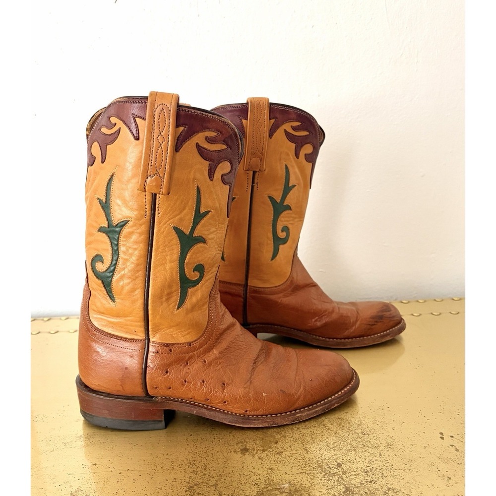 Lucchese 2000 Specialty Western Leather  Exotic Cowboy Boots Patterned Size 7